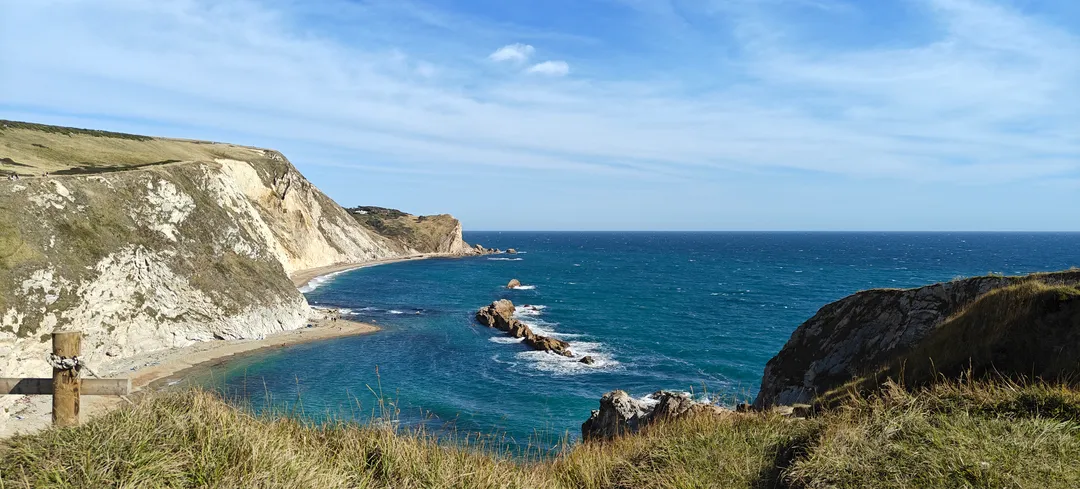 Man O'War Bay's chalk cliffs, Dorset