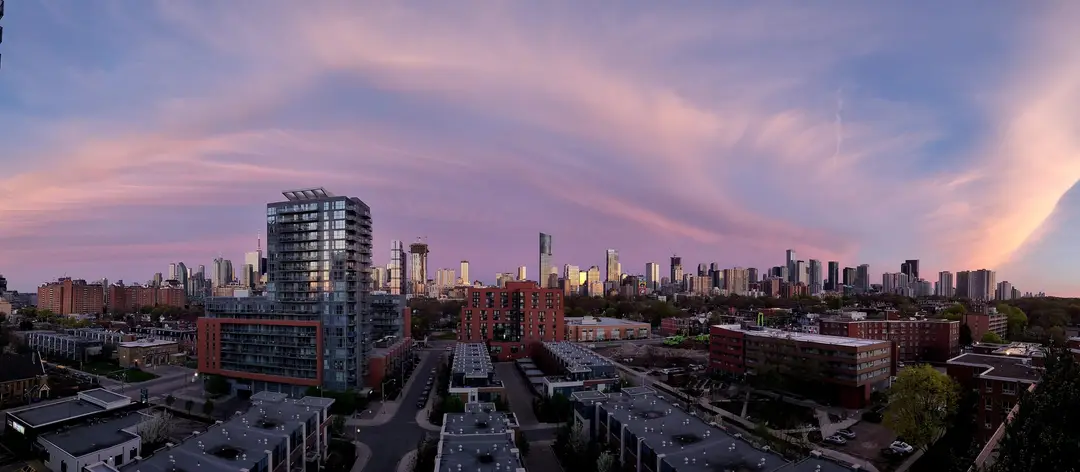 Dawn breaking over the Toronto skyline