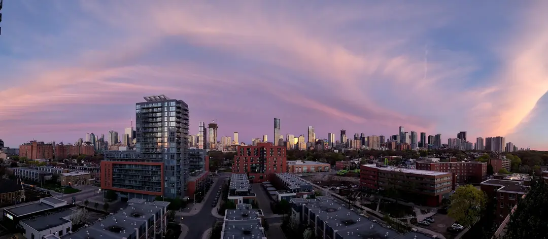 Dawn breaking over the Toronto skyline