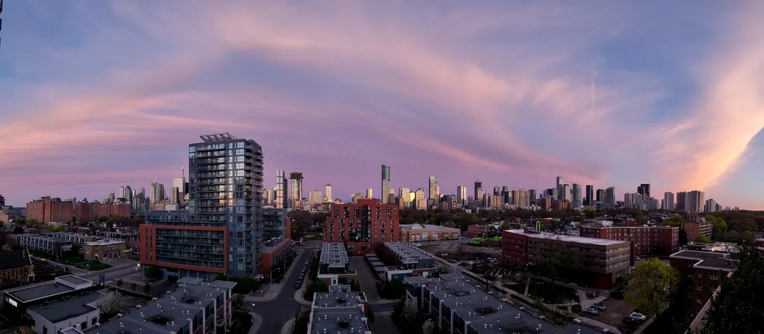 Dawn breaking over the Toronto skyline