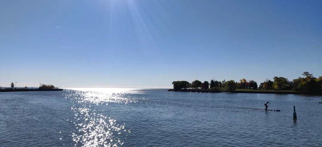 Autumn sun glitter on Lake Ontario