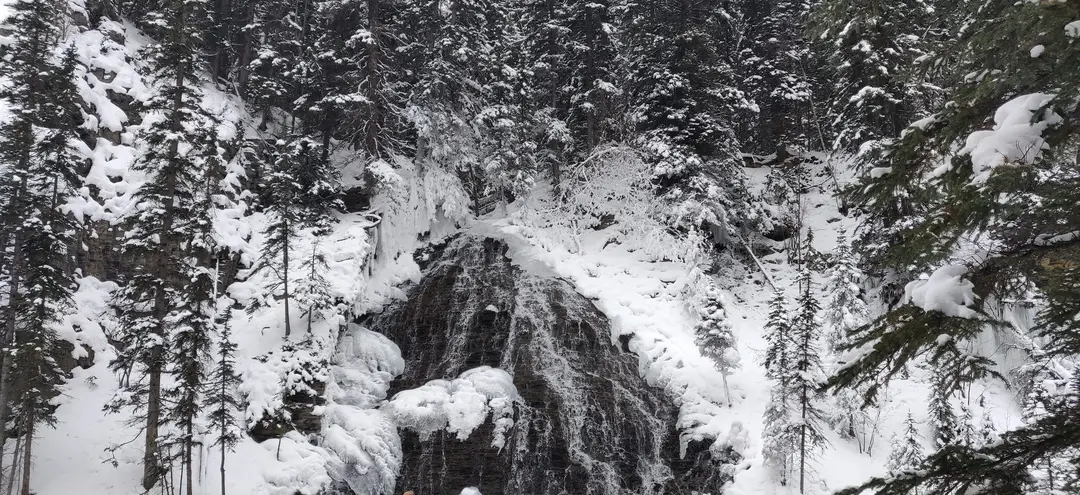 A frozen waterfall in the Canadian Rockies