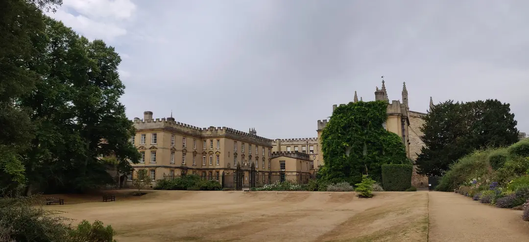Honey-stone quadrangle gardens at an Oxford college