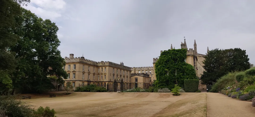 Honey-stone quadrangle gardens at an Oxford college