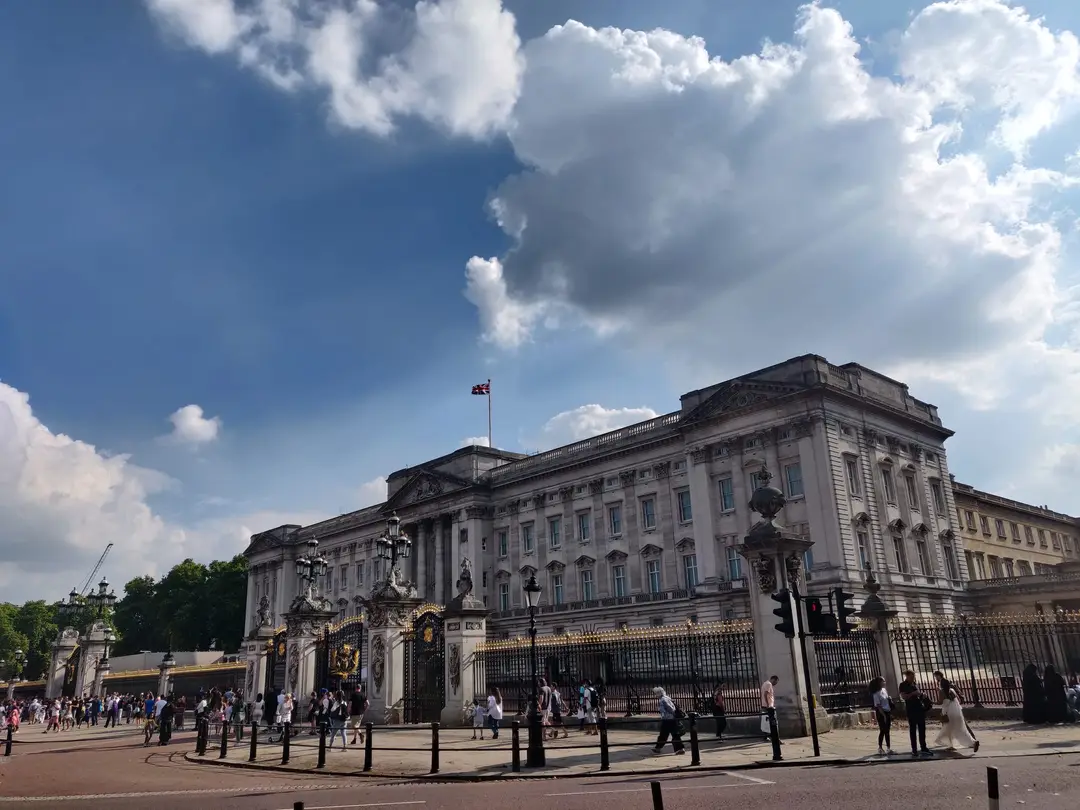 Buckingham Palace under summer clouds