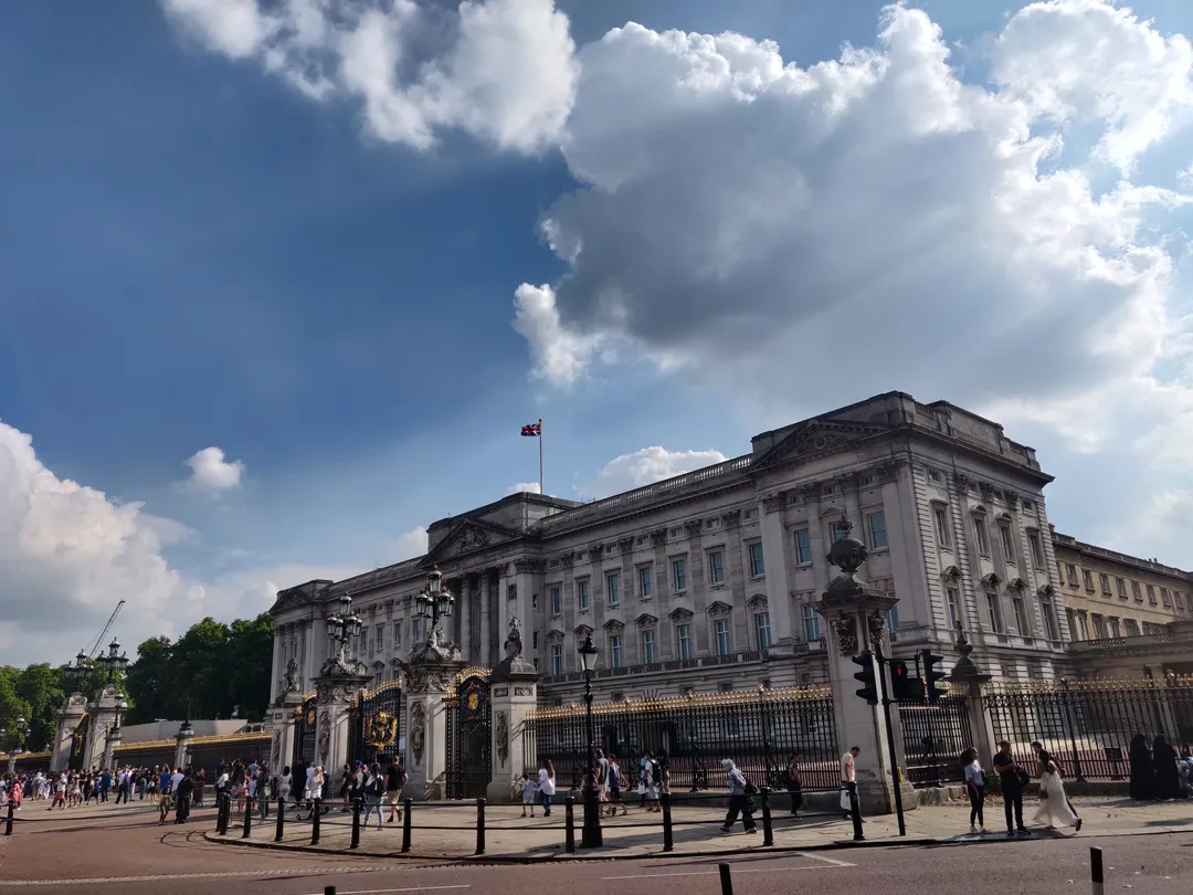 Buckingham Palace under summer clouds
