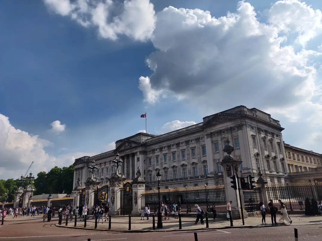 Buckingham Palace under summer clouds